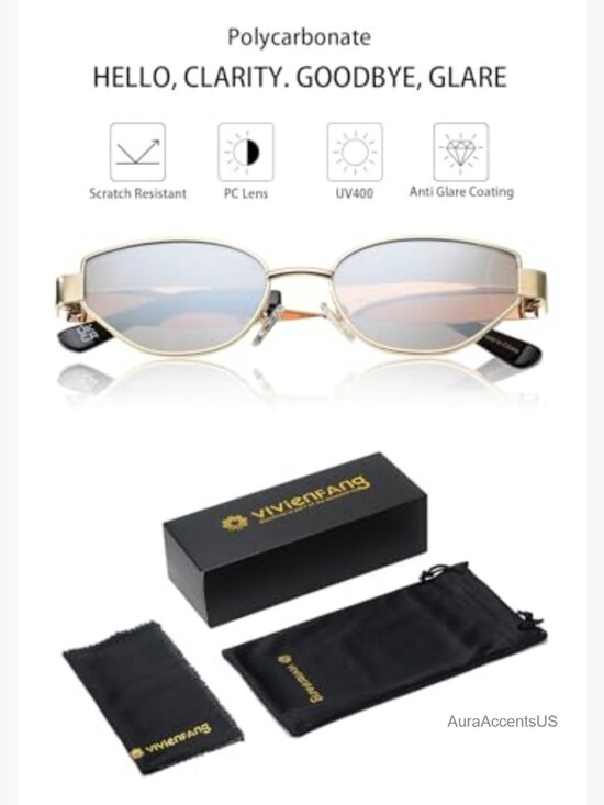 Retro Oval Cat Eye Sunglasses Women Trendy Narrow Cateye Shades UV Protection main image 5